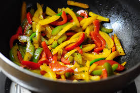 Peppers in pan